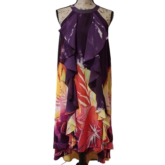 3/$25 Jennifer Lopez High-Low Abstract Halter Maxi Dress - Small - Picture 2 of 14